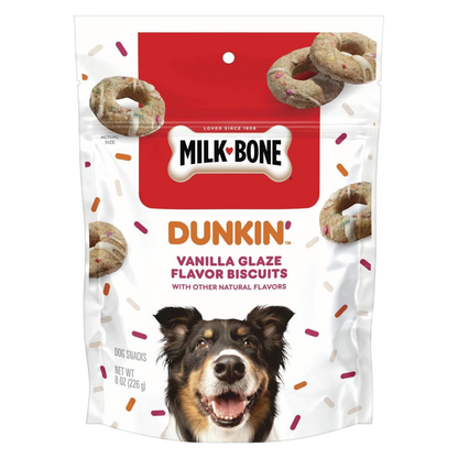 Milk-Bone Dunkin Donut Vanilla Glaze Flavor Dipped Dog Treat, 8oz.