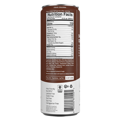 Slate Milk Classic Chocolate Protein Shake 11oz Can