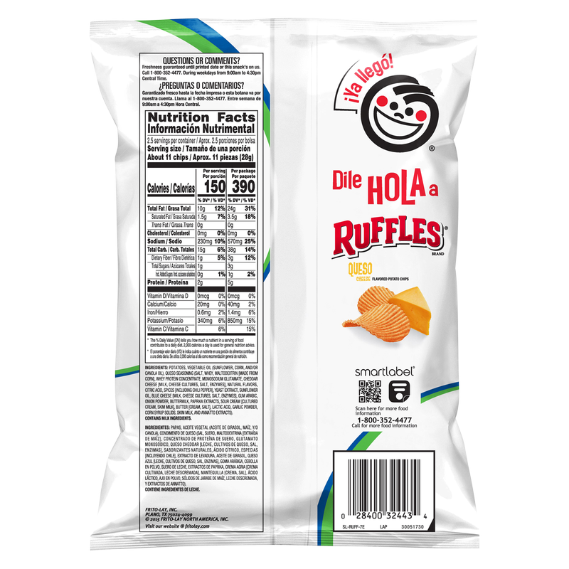 Ruffles Sabritas Queso Potato Chips 2.5oz