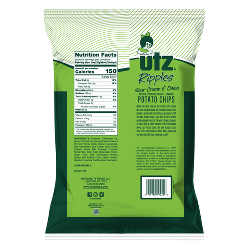 Utz Potato Chips Ripples Sour Cream & Onion 8.5oz