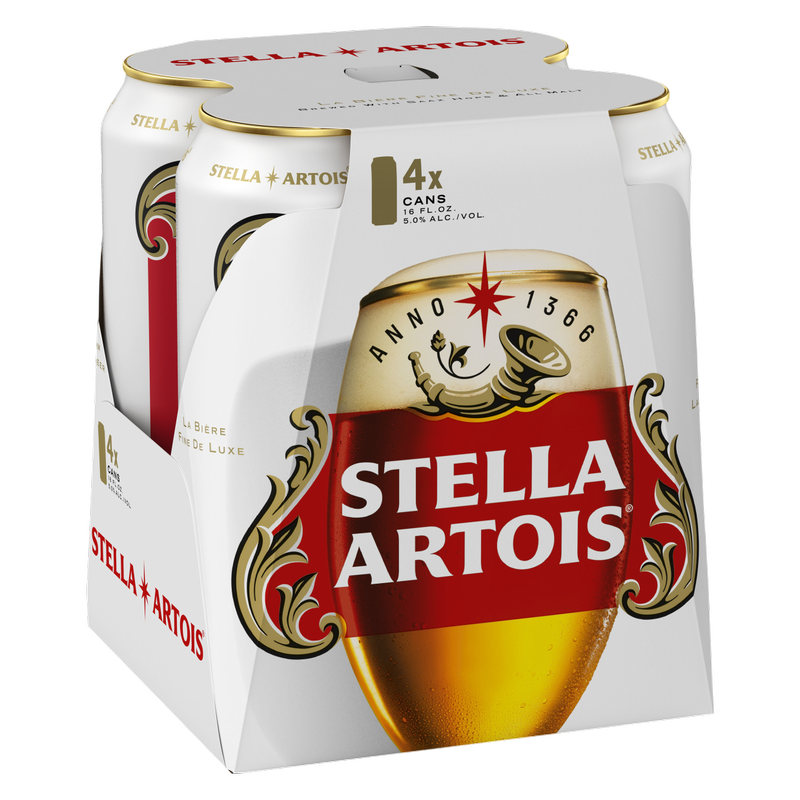 Stella Artois 4pk 16oz Can 5% ABV