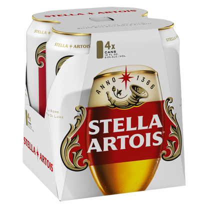 Stella Artois 4pk 16oz Can 5% ABV