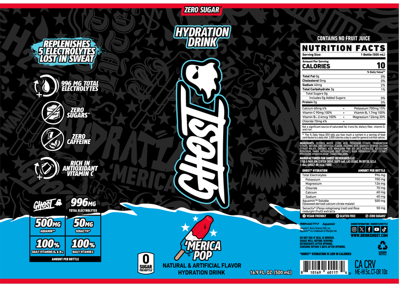 GHOST HYDRATION 'Merica Pop 12pk 16.9oz Btl