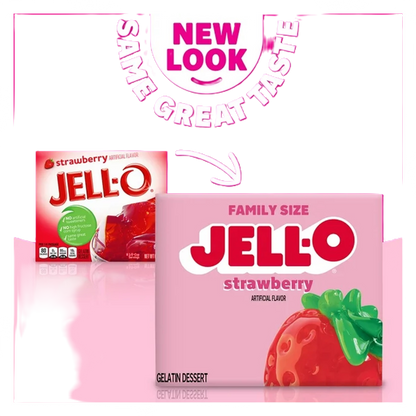 Jell-O Strawberry Artificially Flavored Gelatin Dessert Mix, Family Size, 6 oz Box
