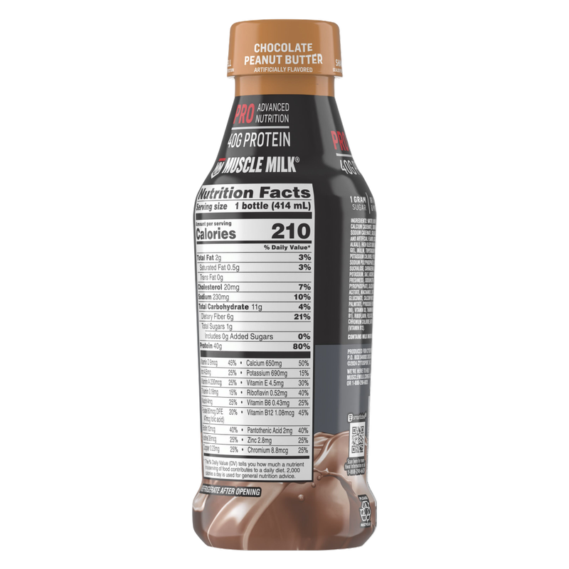Muscle Milk Chocolate Peanut Butter Pro Advanced Nutrition Protein Shake 14oz Btl