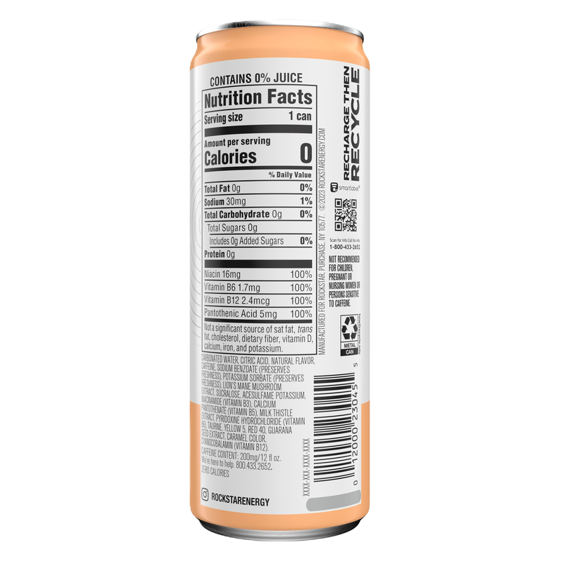 Rockstar Focus White Peach 12oz Can