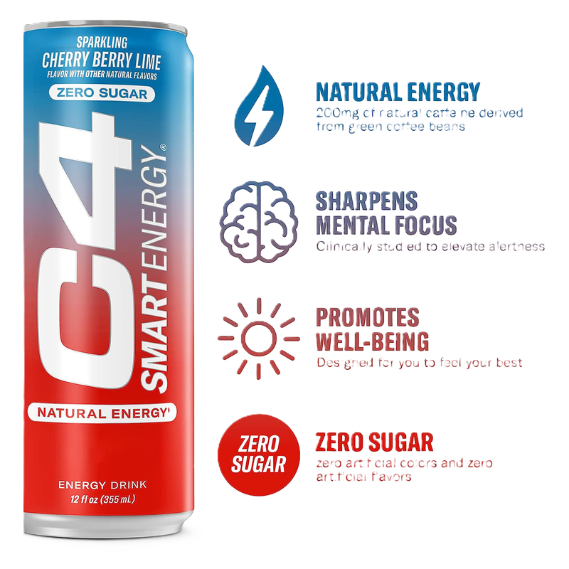 C4 Smart Energy Cherry Berry Lime 12oz Can