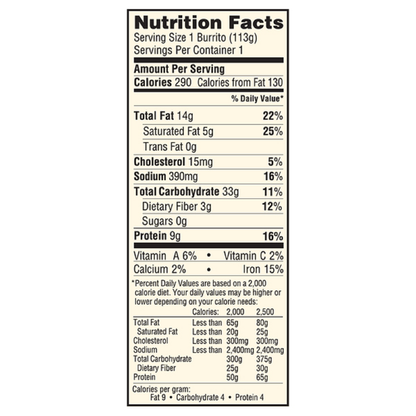 El Monterey Beef & Bean Frozen Burrito 4oz