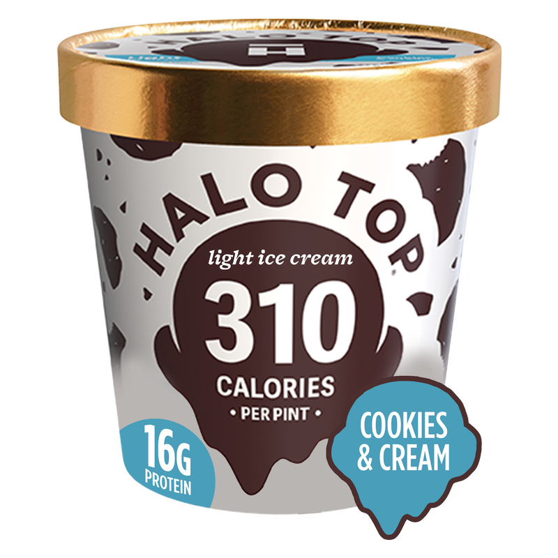 Halo Top Cookies and Cream Light Ice Cream Pint, 16 fl oz