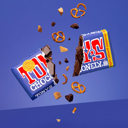 Tony's Chocolonely 42% Dark Milk Chocolate with Pretzel and Toffee Bar 6.35oz