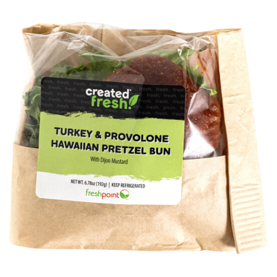 Turkey and Provolone Sandwich on Hawaiian Pretzel Roll