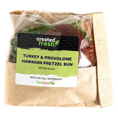 Turkey and Provolone Sandwich on Hawaiian Pretzel Roll