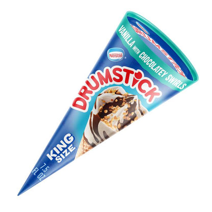 Drumstick King Size Vanilla with Chocolatey Swirls Ice Cream Cone 1ct