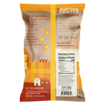 Pipcorn Heirloom Cheddar Cheese Balls 4.5oz