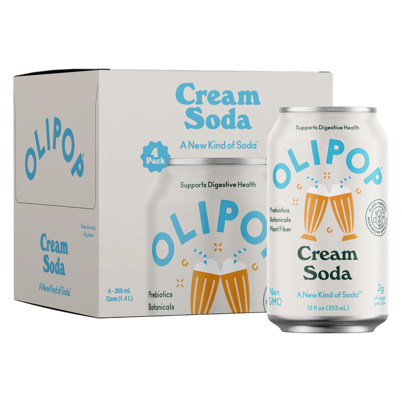 Olipop Cream Soda 4pk 12oz Can - XL Shelf Stable