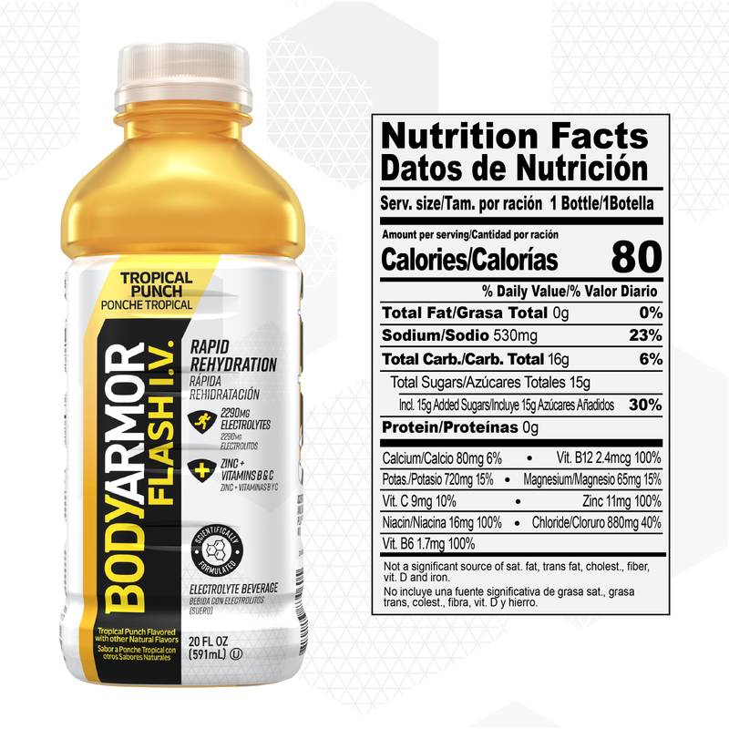 BODYARMOR FLASH I.V. Tropical Punch 20oz Btl
