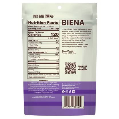Biena Rockin' Ranch Chickpea Snacks 5oz