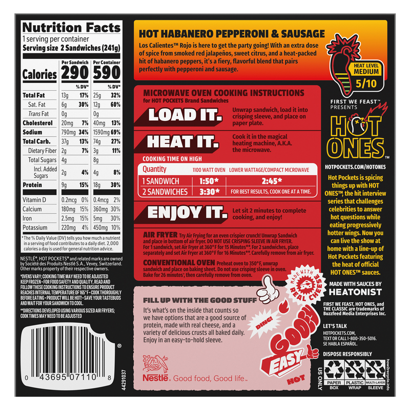 Hot Pockets Hot Ones Hot Habanero Pepperoni & Sausage 2ct 8.5oz