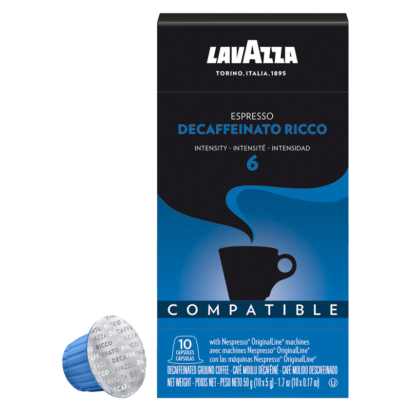 Lavazza Nespresso Coffee Original Line Compatible Capsules Decaffeinato Ricco 10ct