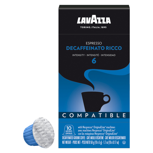 Lavazza Nespresso Coffee Original Line Compatible Capsules Decaffeinato Ricco 10ct