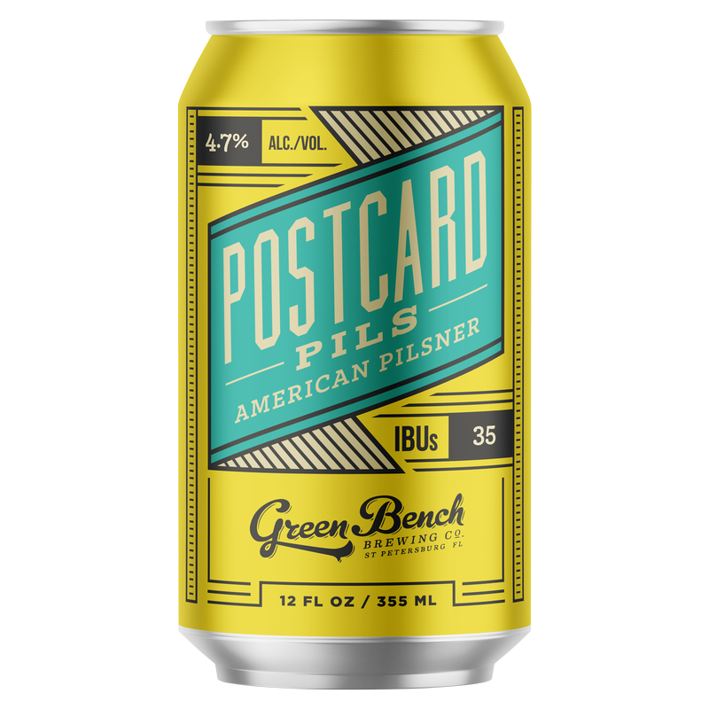 Green Bench Postcard Pils 6pk 12oz Can 4.7% ABV