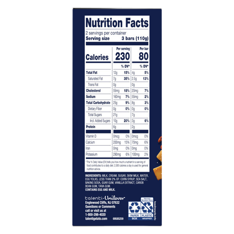 Talenti Vanilla Caramel Mini Gelato Bars 6ct