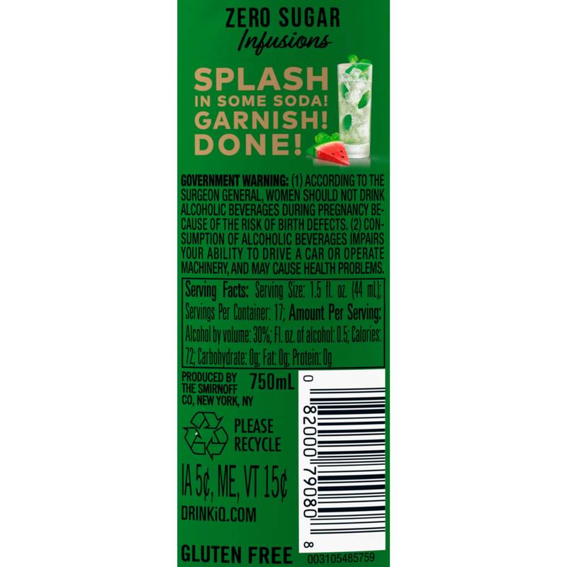Smirnoff Zero Sugar Infusion Watermelon & Mint Vodka 750ml