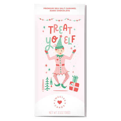 Sweeter Cards 'Treat Yo Elf' Sea Salt Caramel Dark Chocolate Holiday Card 3.5oz