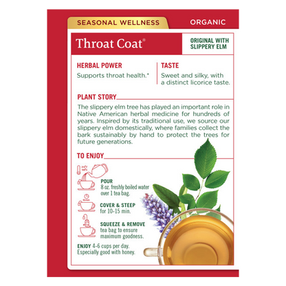 Traditional Medicinals Organic Throat Coat Herb Tea 16ct