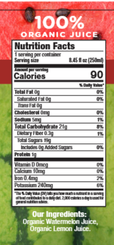 Wonder Juice Organic Watermelon Cold-Pressed Juice 8.45oz Glass Btl