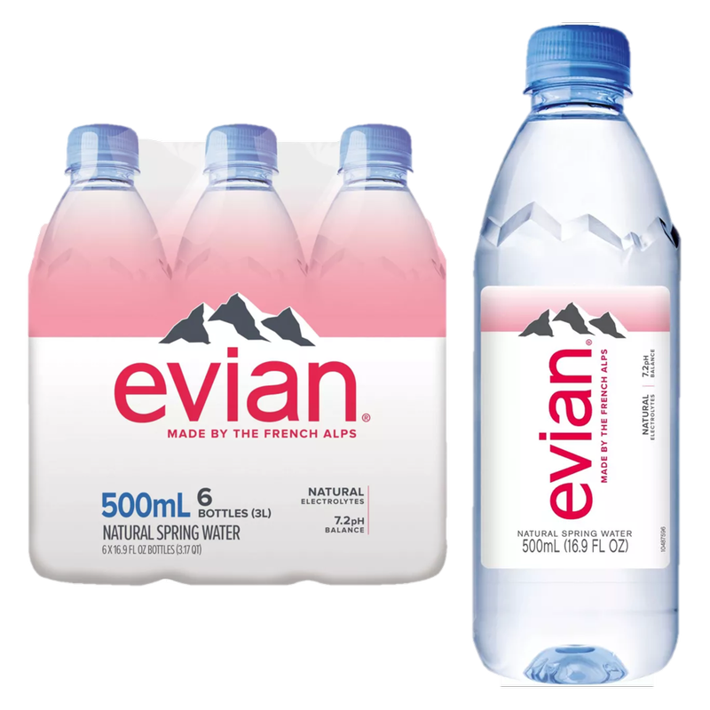 Evian Natural Spring Water 6pk 16.9oz Btl