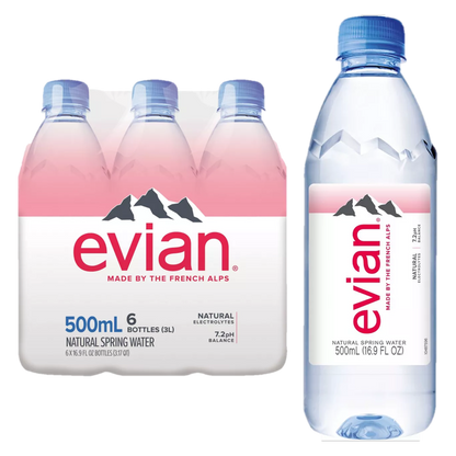 Evian Natural Spring Water 6pk 16.9oz Btl
