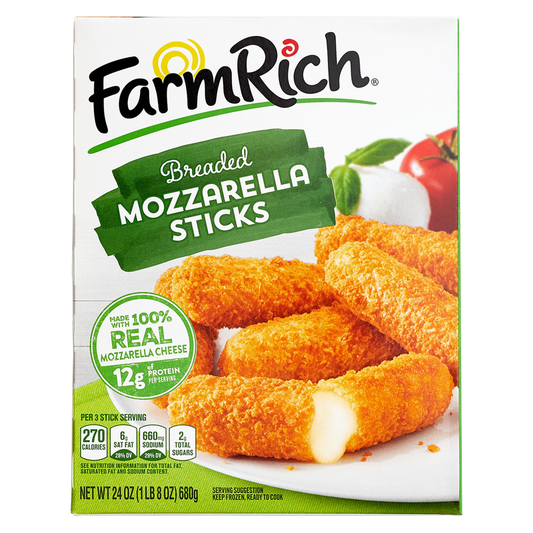 Farm Rich Frozen Breaded 100% Real Mozzarella Cheese Sticks 24oz