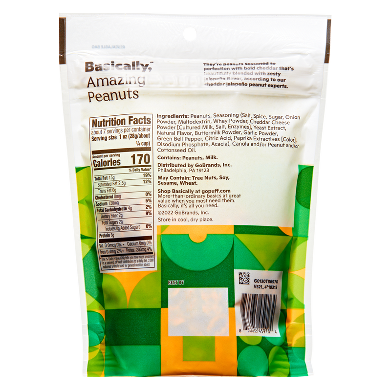 Basically, Cheddar Jalapeno Peanuts 7oz