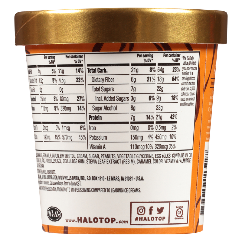 Halo Top Peanut Butter Cup Light Ice Cream, 16 fl oz Pint