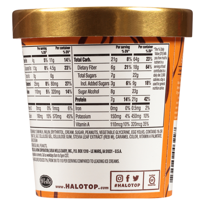 Halo Top Peanut Butter Cup Light Ice Cream, 16 fl oz Pint