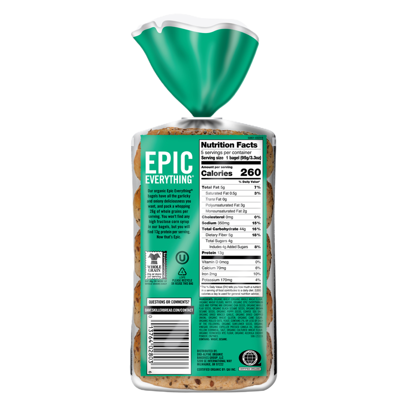 Dave's Killer Bread Epic Everything Bagels - 16.75oz