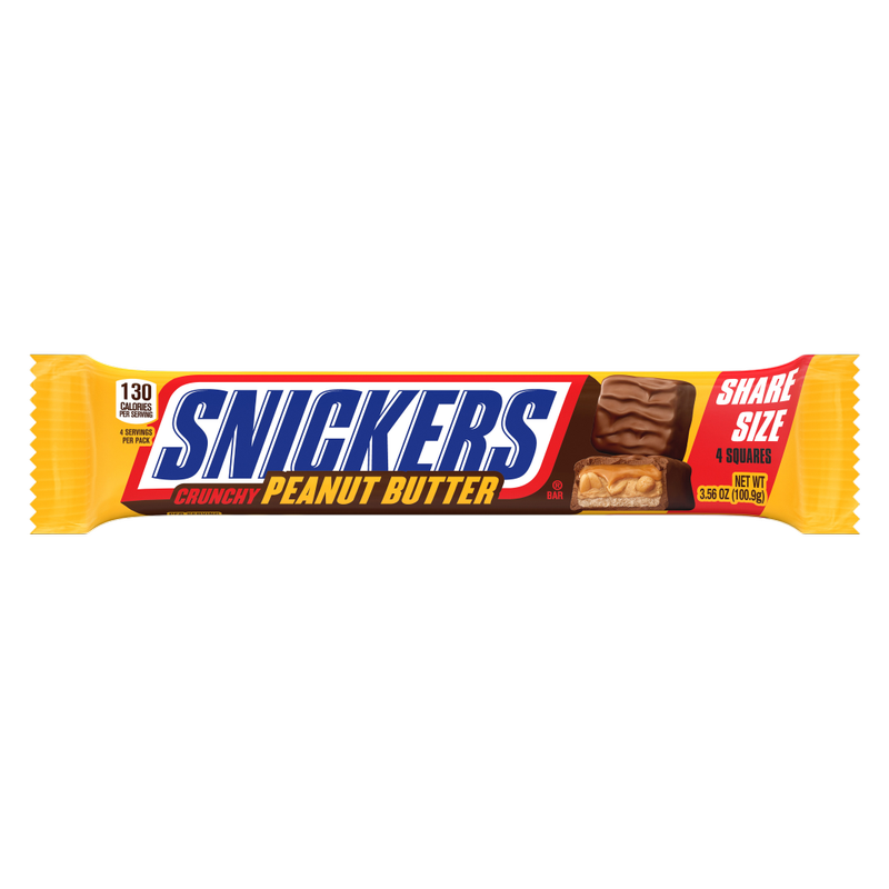 SNICKERS Crunchy Peanut Butter Squared Chocolate Bars, Share Size, 3.56 Oz