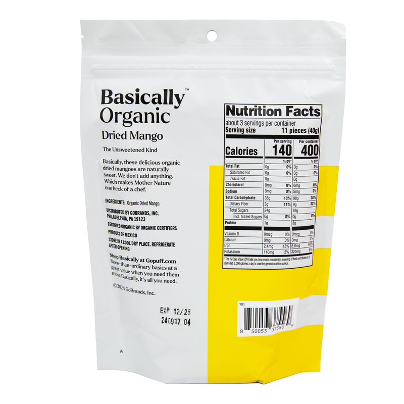 Basically Organic Unsweetened Dried Mango