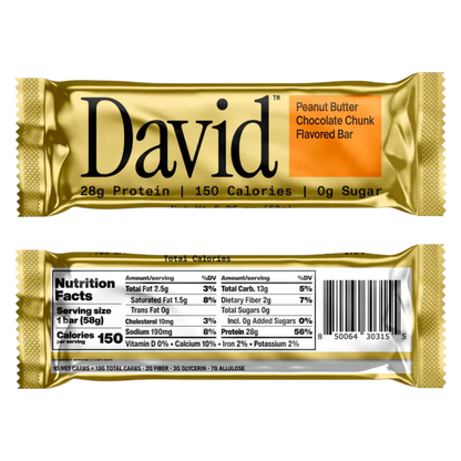 David Peanut Butter Chocolate Chunk Flavored Bar, 2.19oz