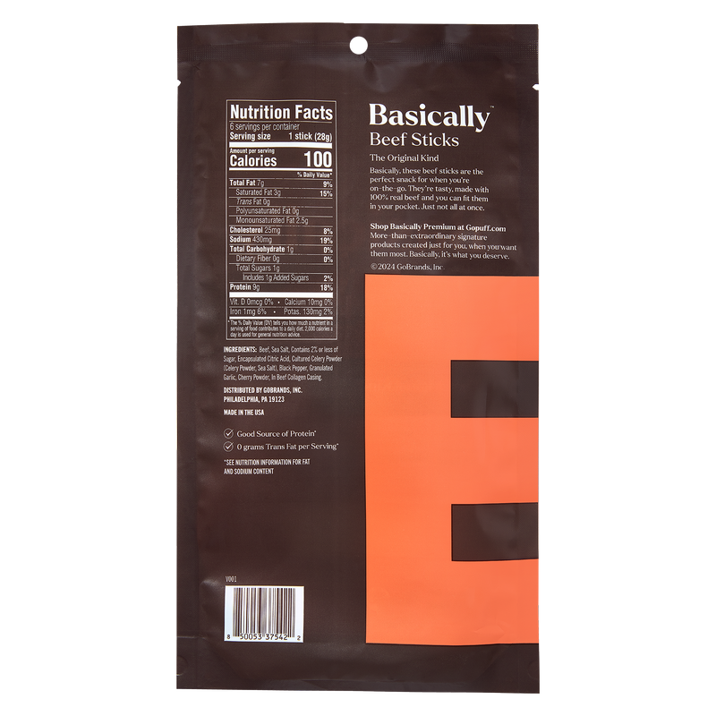 Basically Premium Original Beef Sticks, 6ct