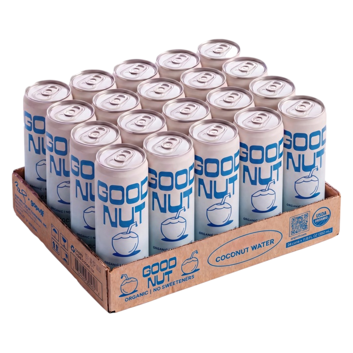 Good Nut Premium Organic Sparkling Coconut Water 11.8oz Can, 24 pack