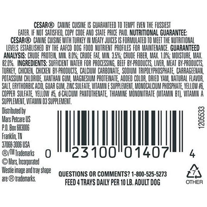 6 Ct Cesar Cuisine Turkey Wet Dog Food 3.5oz