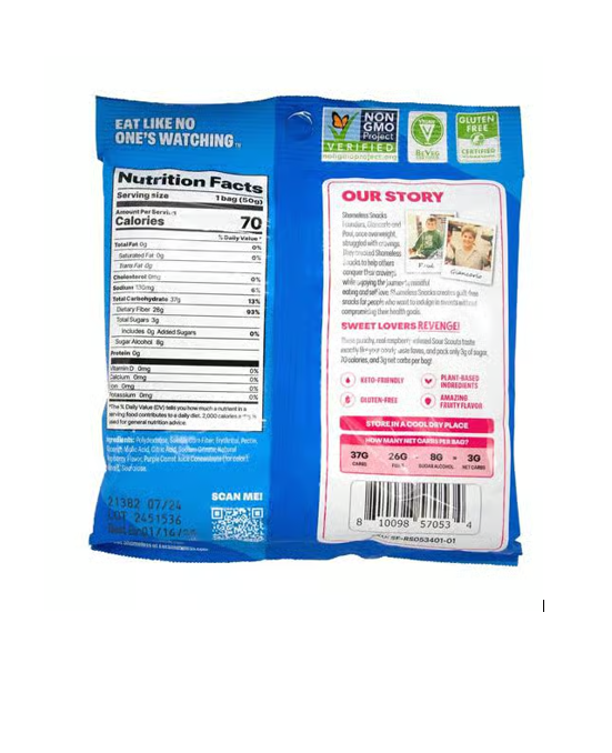 Shameless Gummies Red Raspberry Sour Scouts 1.8oz