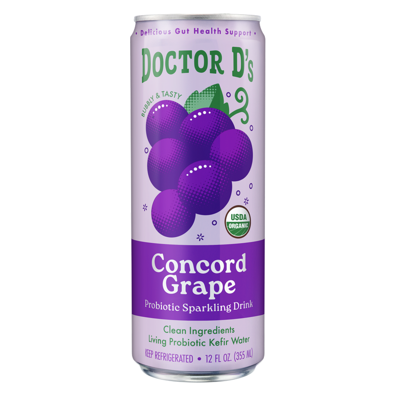 Doctor D's Concord Grape Sparkling Probiotic Drink 12oz Can