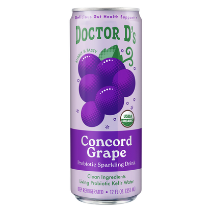 Doctor D's Concord Grape Sparkling Probiotic Drink 12oz Can