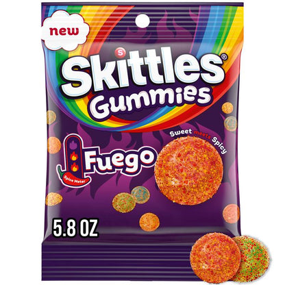SKITTLES GUMMIES Fuego Sweet and Spicy Gummy Candy, 5.8 Oz Bag