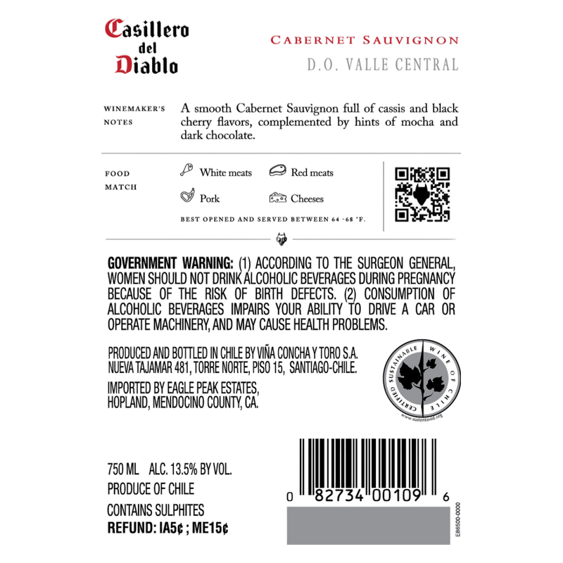 Casillero Del Diablo Cabernet Sauvignon 750 ml