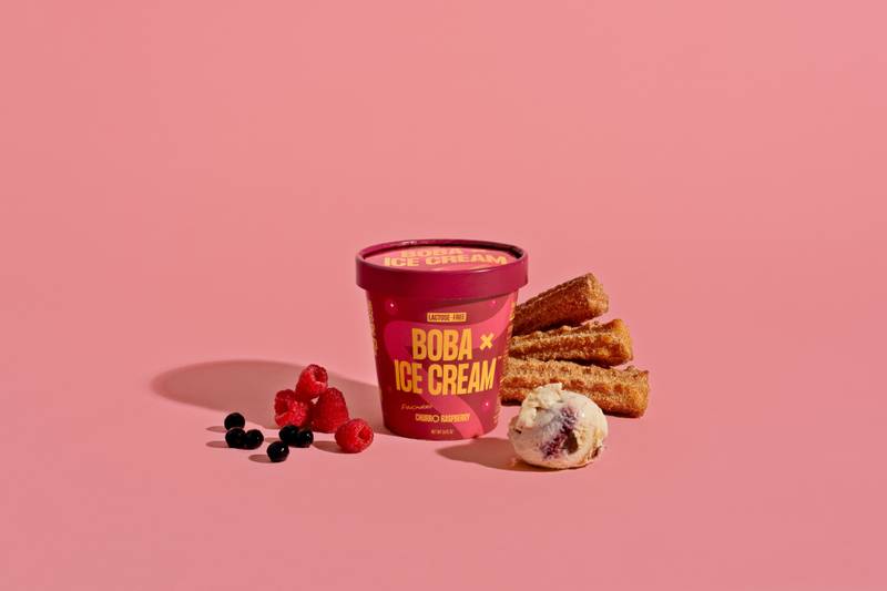 Boba x Ice Cream Churro Raspberry Pint