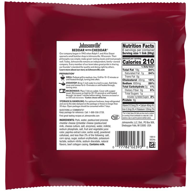 Johnsonville Beddar with Cheddar Smoked Sausages, 6ct